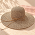 Brown and cream woven wide brim beach hat