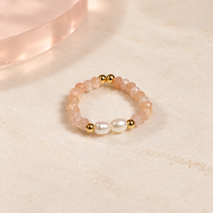 Blush Pearl Whisper Ring by Bloomy on ivory stone