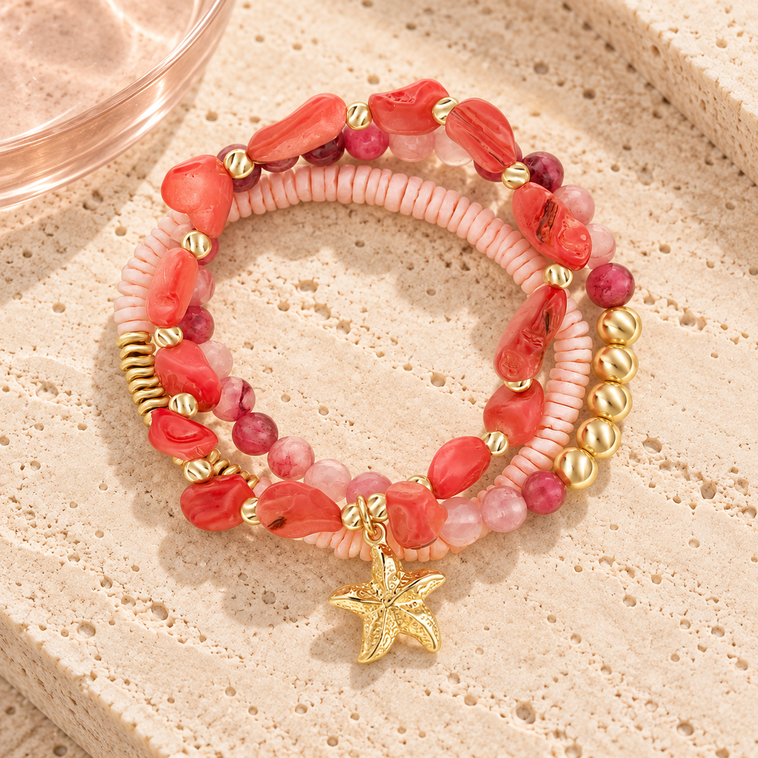 Coral Sunset Starfish Bracelet by Bloomy