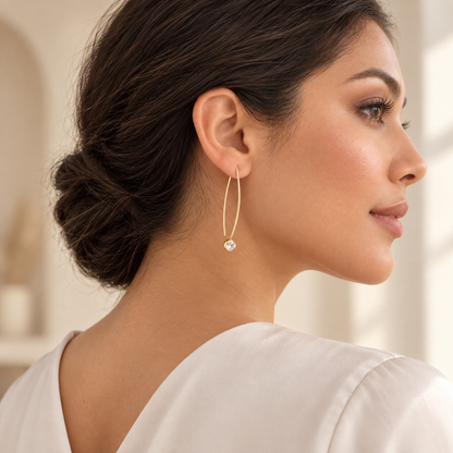 Bloomy Crystal Whisper Threader Earrings styled on a model