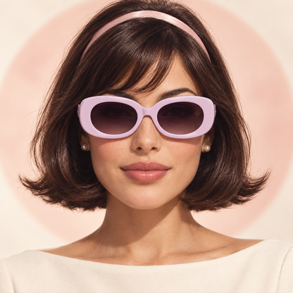 Daydream Diva Blush Pink sunglasses on model - Bloomy