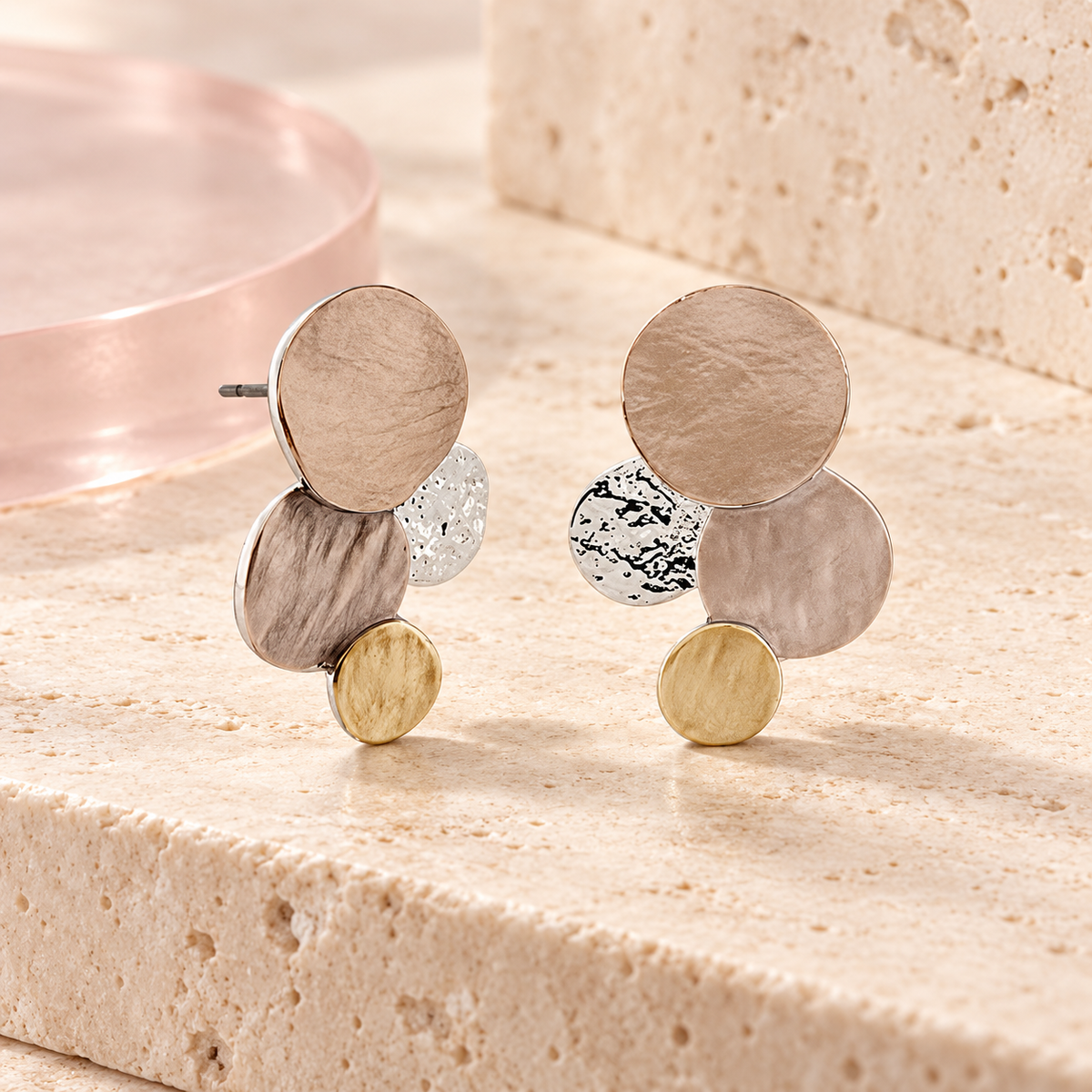 Divine Tri Tone Stud Earrings product view