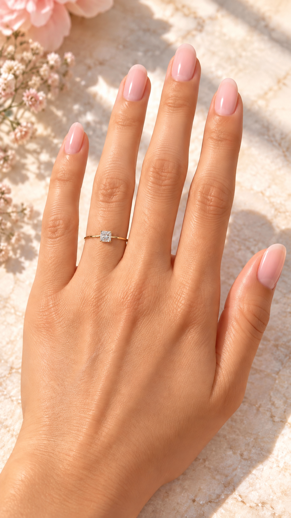 Clear square crystal ring — on hand
