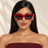 Heartbreaker Winterberry sunglasses on model - Bloomy