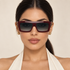I Was Yours Mocha Plum sunglasses worn by model — Bloomy