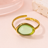 Oval Gem Adjustable Ring — Green