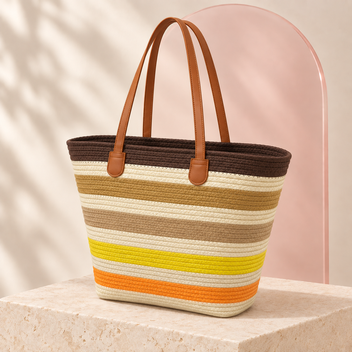 Solara Sunlit Sand tote with upright straps