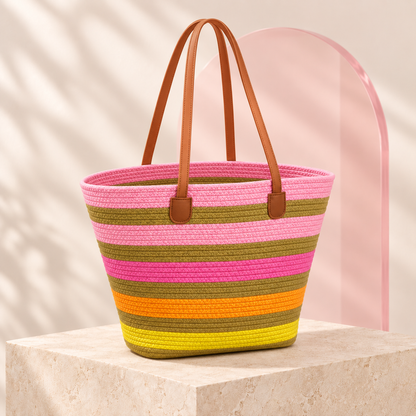 Solara Sunset Pink tote with upright straps