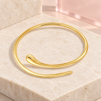 Solena Flow Gold Cuff on ivory stone and pink acrylic