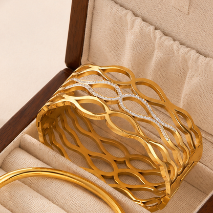Textured Wide Gold Cuff
