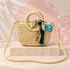 Turquoise Chain Scarf Raffia Bag product view