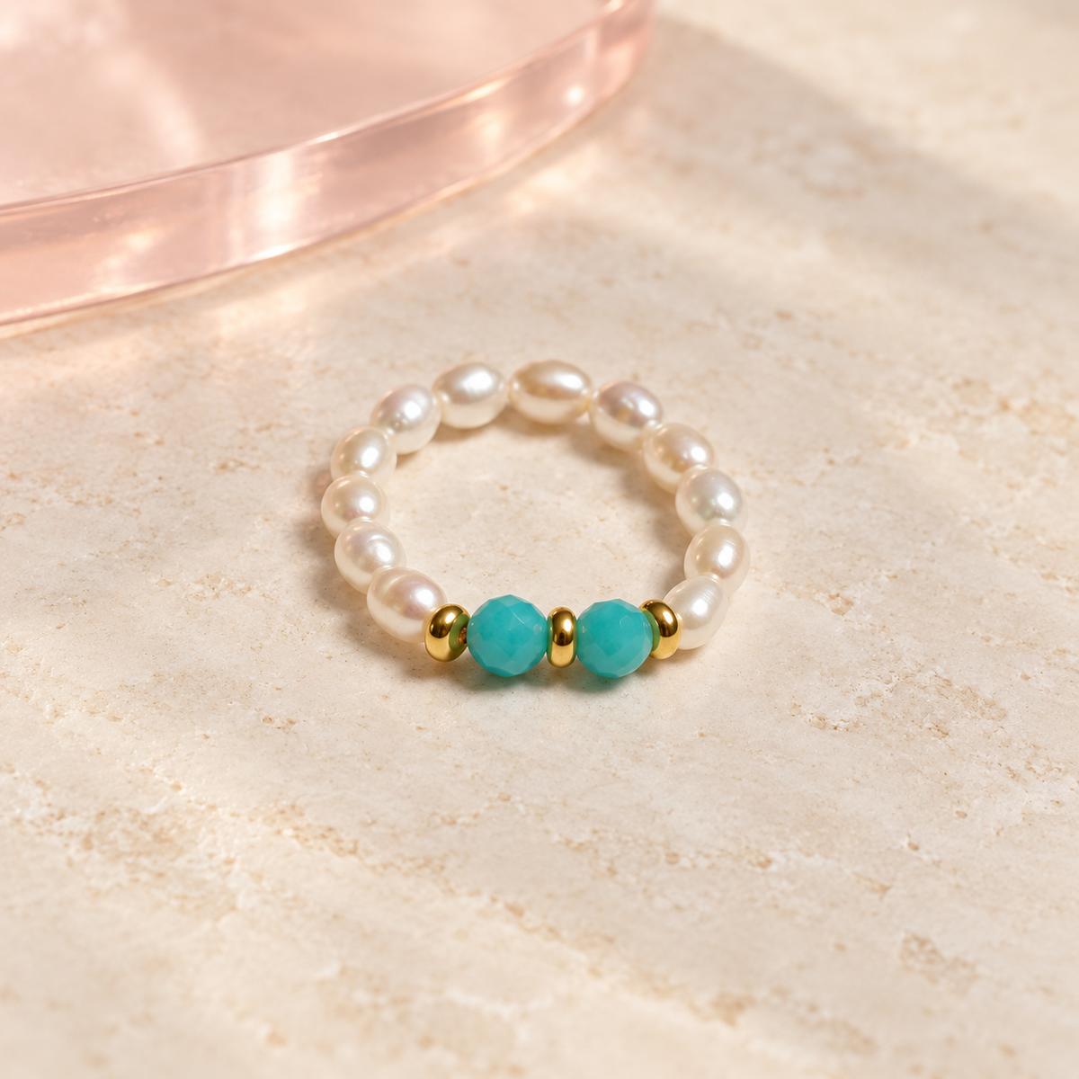 Turquoise Pearl Accent Ring design by Bloomy