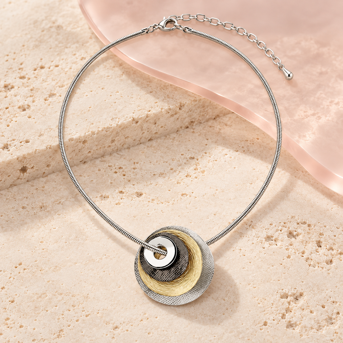 Wheels Tri Tone Necklace product view