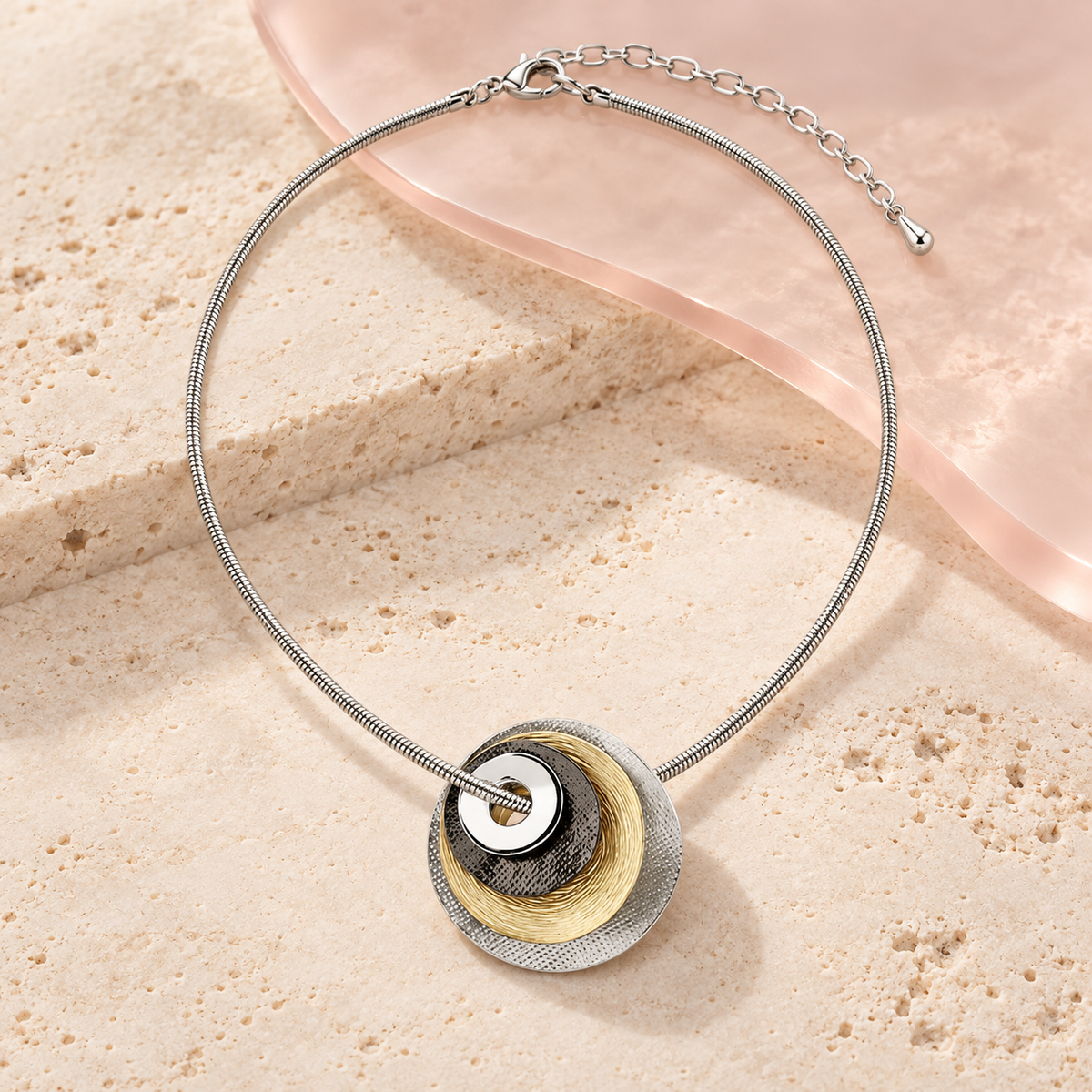 Wheels Tri Tone Necklace product view