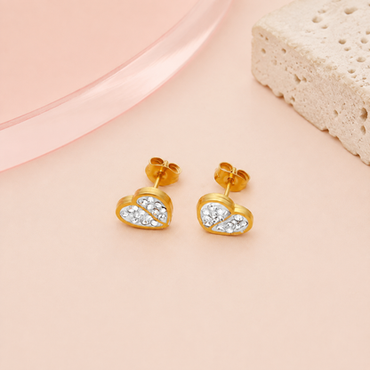 White Heart Chain Earrings